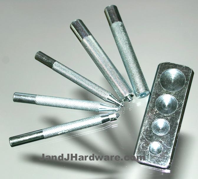 An image of a snap repair kit capable of setting many types of snaps.